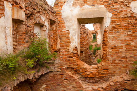 ruins of the ancient fortress located in the village of Golshany, Belarusの写真素材