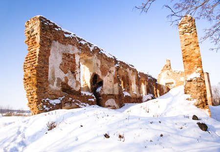 the ruins of the fortress, located in the village of Golshany, Belarusの写真素材