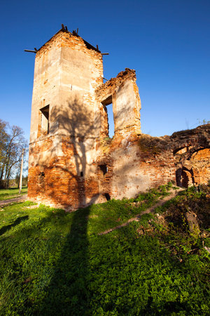 ruins of the fortress located in the village of Golshany, Republic of Belarusの写真素材