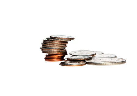 American coins, photographed in close-up
