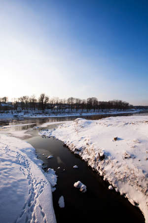 a small river in winterの写真素材
