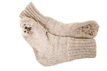 photographed close up sock, made by handの写真素材