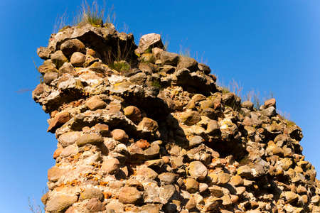 the ruins of an ancient fortress, located in the village of Krevo, Belarus.の写真素材