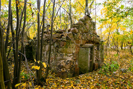 photographed the ruins of an old building located in Belarusの写真素材