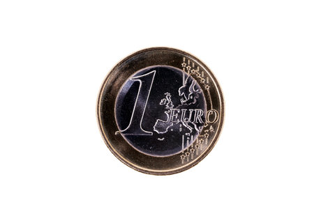 close-up pictures taken by the European cents, isolated on white backgroundの写真素材