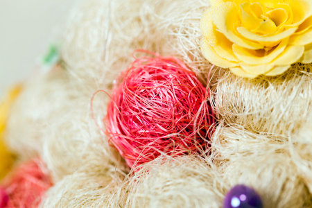 photographed close-up of the artificial tree made of sisal fiber