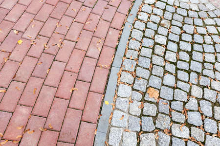 old road made of stone, photographed close upの写真素材