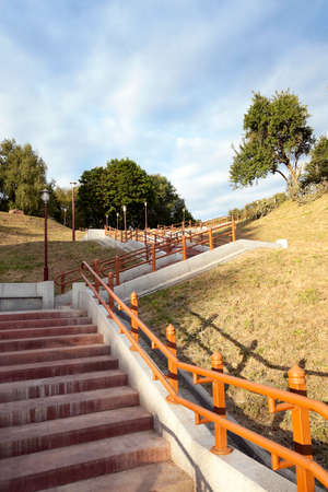 photographed close-up ladder in the city park, Belarusの写真素材