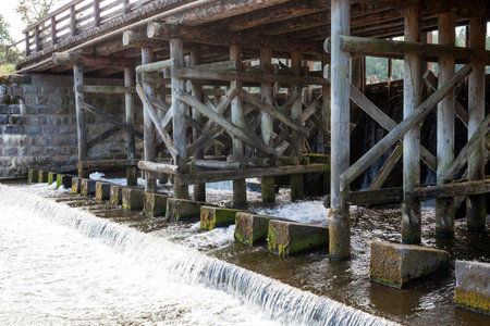 the old wooden bridge, photographed close up