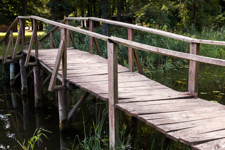 the old wooden bridge, photographed close up