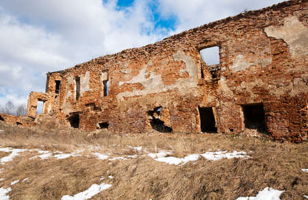 the ruins of an ancient fortress, located in the village of Golshany , Belarus. Castle 17th centuryの写真素材