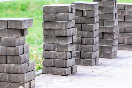 photographed close-up paving slabs for pedestrian road