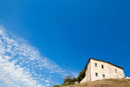 photographed close-up of an ancient fortress of the 13th century, located in Grodno, Belarusの写真素材