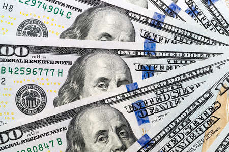 photographed new American dollars, piled in a heap. close-upの写真素材