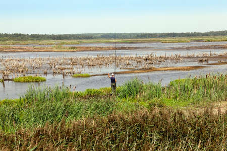 photographed the territory in which is located the marsh, the end of the summer season, open spaceの写真素材