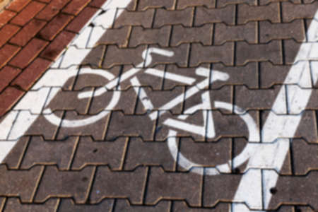 photographed markings on the road, which regulates the movement of participants, defocusの写真素材