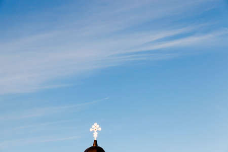 photographed close-up of an old orthodox church, located in Grodno, Belarusの写真素材