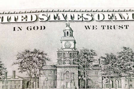 photographed close-up of American paper money worth one hundred dollars, the new American bilの写真素材