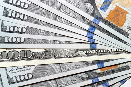 photographed close-up of the new one hundred US dollars,