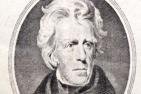 photographed close-up American dollars, small depth of field, banknote worth twenty dollars,の写真素材