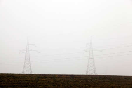 photographed close up, high voltage electric poles, out of focusの写真素材