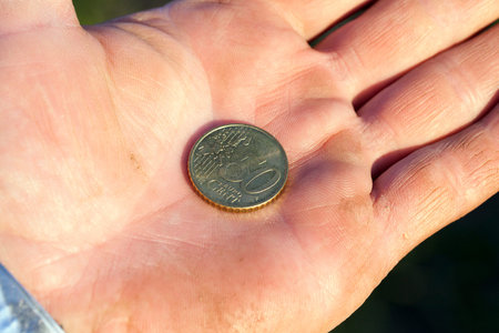 photographed close-up coins of the European Union - the euro. Little depth of field