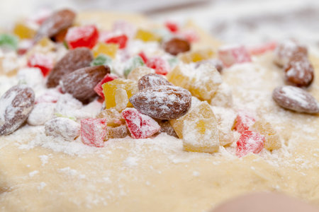 close-up photographed dough for baking a cake at home,