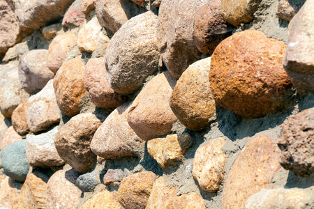 a structure for movement made of stones and boulders. The road, photographed close-up. Small depth...