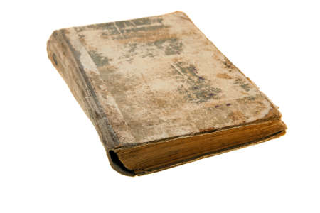 photographed on a white background old shabby book, shallow depth of fieldの写真素材