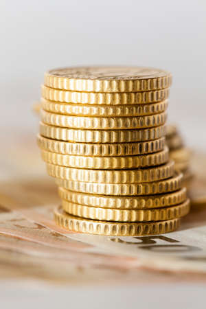 photographed close-up coins of the European Union - the euro. Little depth of fieldの写真素材
