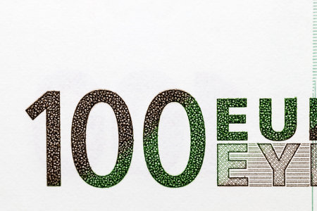 photographed close-up of one hundred euros European green