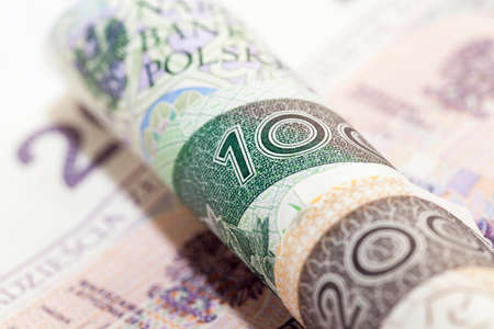 photographed close up paper money of Poland - Zlotyの写真素材