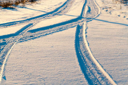 Road in the snowの写真素材