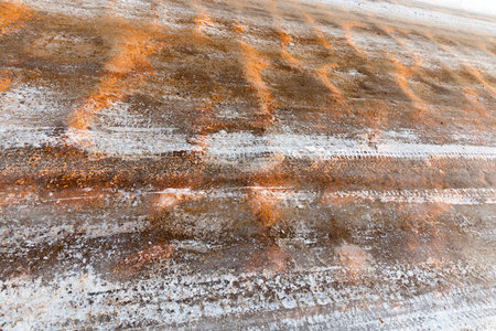 road under the snowの写真素材