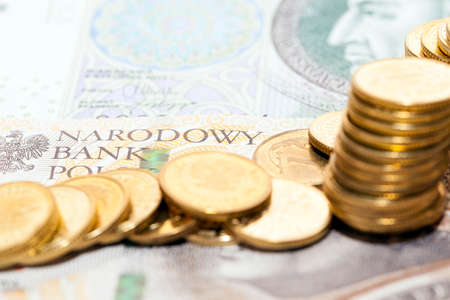 Polish banknotes, close-upの写真素材