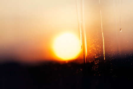 photographed close-up sky with clouds at sunset. Defocused - out of focusの写真素材