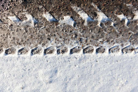 A track in the snow, winterの写真素材