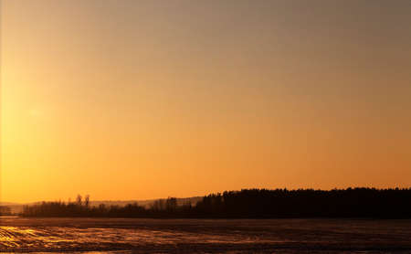 Winter landscape, the sunの写真素材