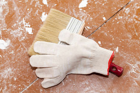 Brush and glovesの写真素材