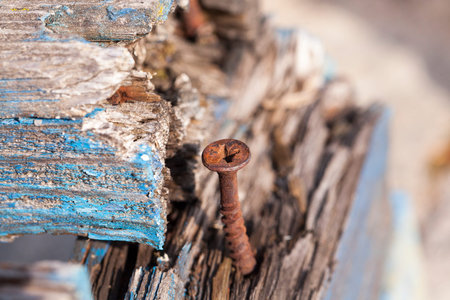 part of the old wooden benches
