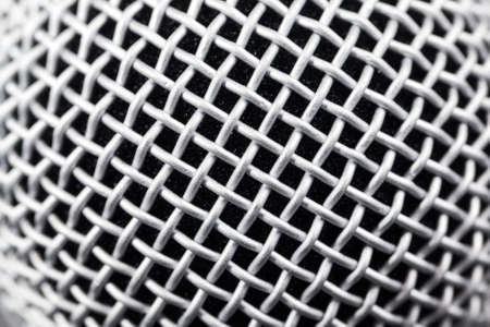 metal part of the microphone grill for getting a good clean sound and vocals, closeupの写真素材