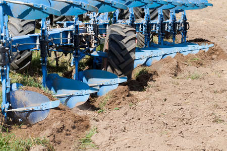 Sand polished edge of plow blade for tillage, closeupの写真素材