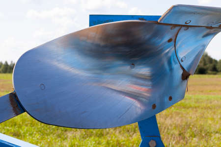 one Sand polished edge of plow blade for tillage, closeupの写真素材