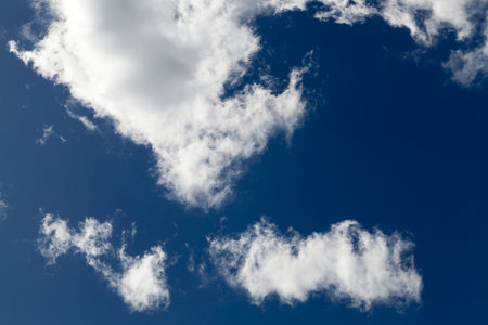 blue sky with cumulus clouds in summer, landscape