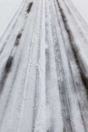 snow photographed in the winter season, which appeared after a snowfall, close-up roadの写真素材