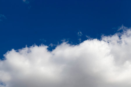 blue sky with cumulus clouds in summer, landscape