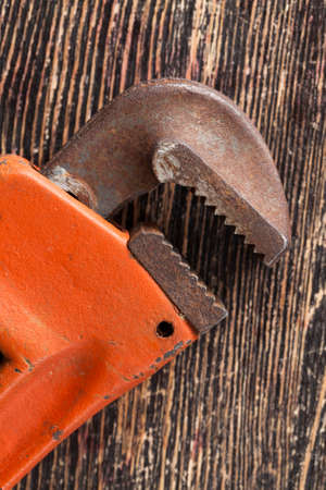 manual universal wrench, old and used for a long time. covered with rust and damageの写真素材