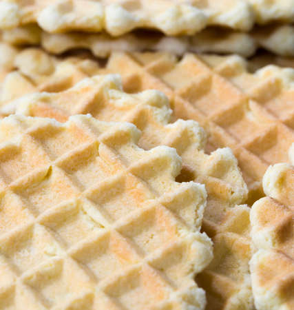 a large number of delicious oval wafers made from wheat flour and other ingredientsの写真素材