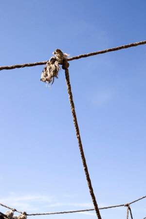 tied together rope in wooden structures for play and recreation for children