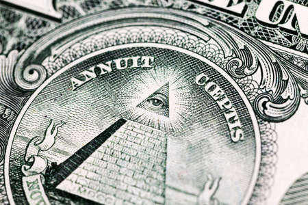 individual elements of genuine American money close-up, details of cash, one dollarの写真素材